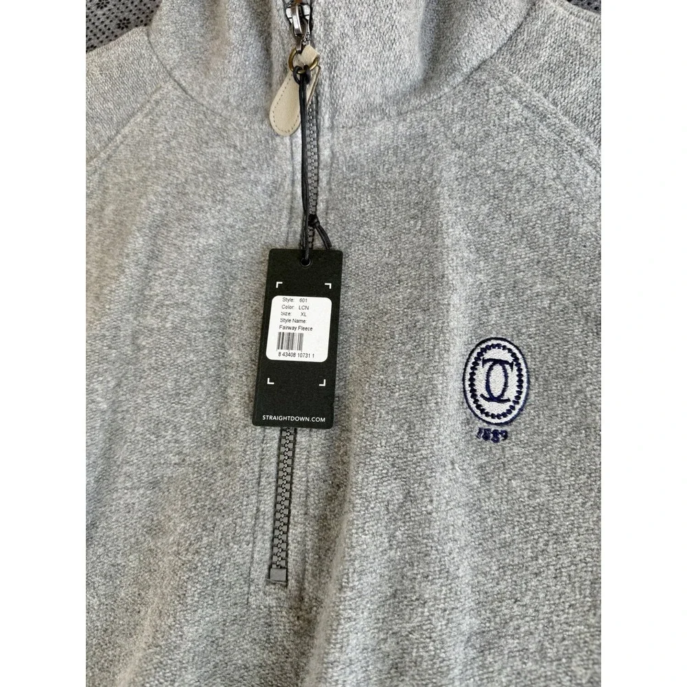 Straight Down Mens XL Fairway Fleece 1/2 Zip Golf Pullover Sweater Gray 1889